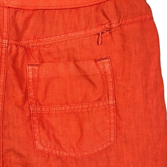 Athleta SZ 2 Lima Linen Skirt Fold-Over Stretch Waist Pockets Slit Coral Sunset - Picture 4 of 8